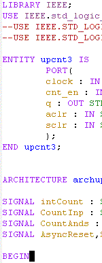 VHDL code snippet